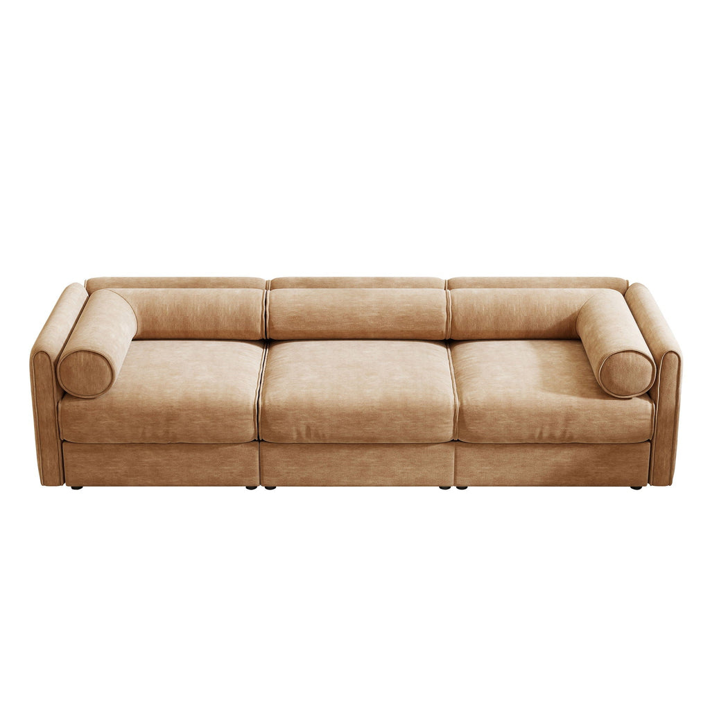 Stylish Sofa With Storage Seat And Cylindrical Backrest
