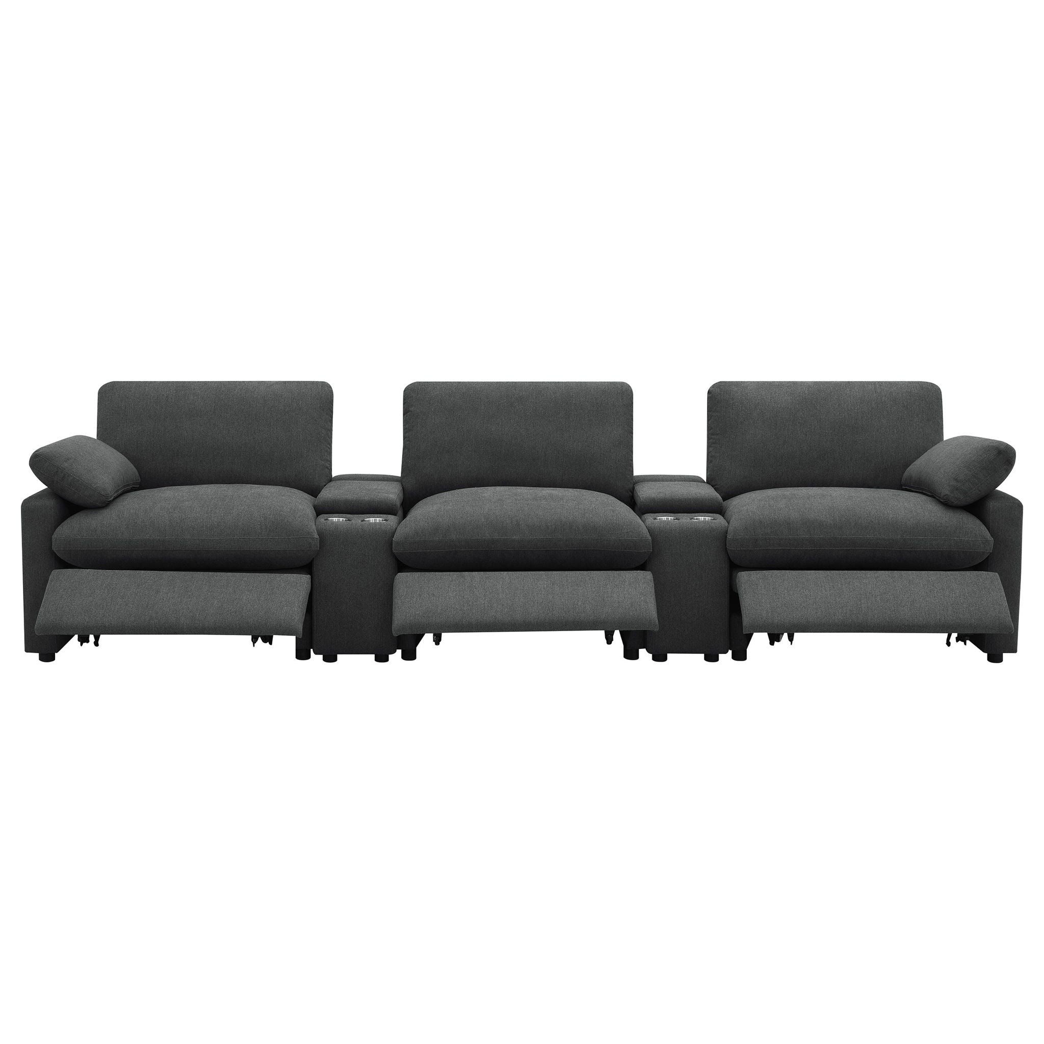 Collins 5-Piece Power Reclining Home Theater Seating Dark Grey