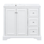 Bathroom Vanity With Sink, Soft-Close Doors, Adjustable U-Shelf, 3 Drawers