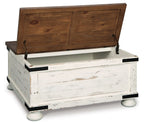 Wystfield - Cocktail Table with Storage - White / Brown