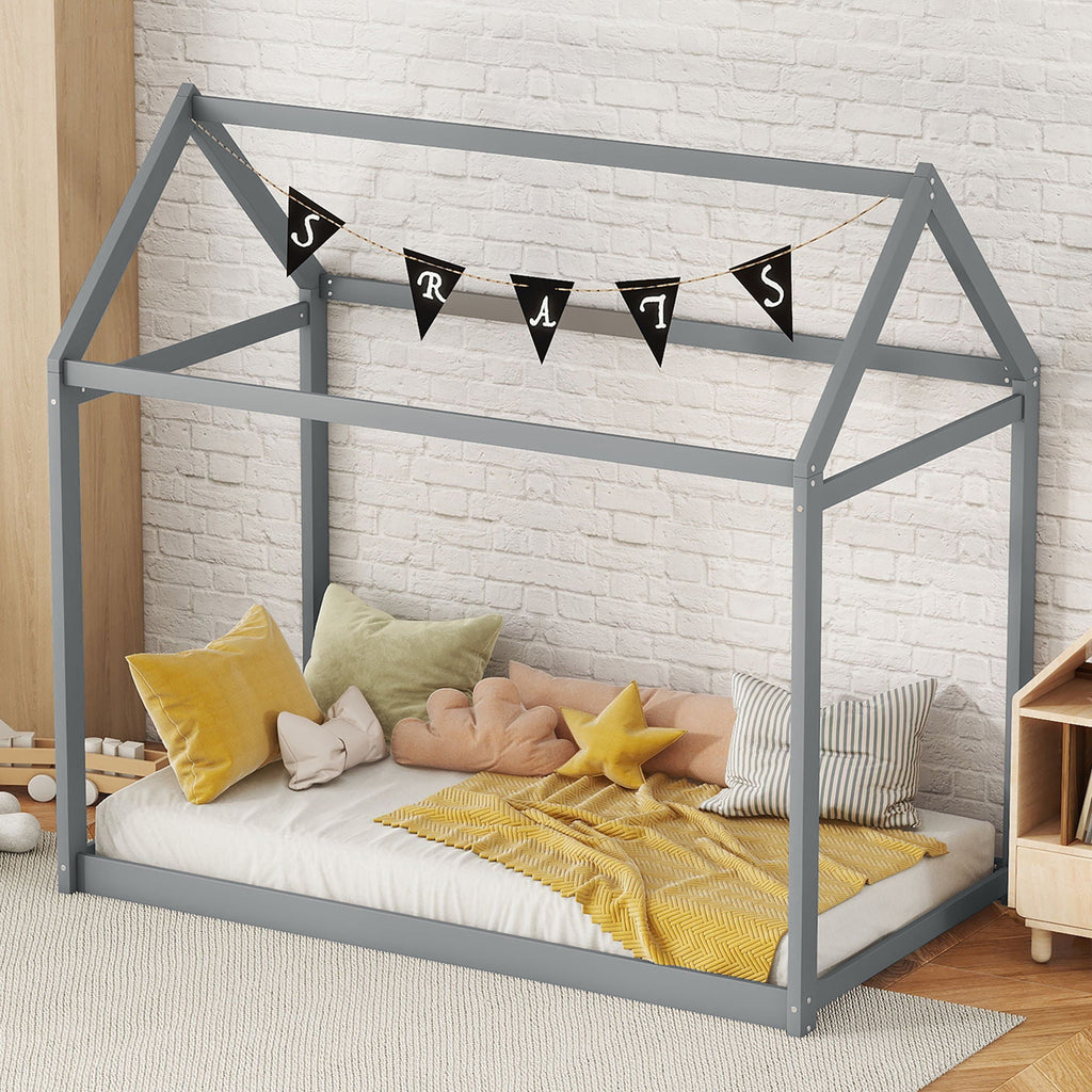 Wooden House Shaped Bed