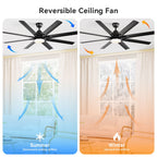Ceiling Fan With Light 8 Blades, 18W LED 3 Color Dimmable Light, For Living Room & Bedroom - Matte Black