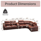 6 Piece Modular Sectional Sofa With 2 Cup Holders, Adjustable Recliners - Dark Brown