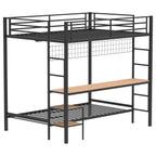 Bettoni Metal Full Over Twin Workstation Bunk Bed Matte Black