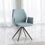 Segismunda - Arm Chair With Swivel - Light Blue Leather & Black