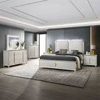 Laveda - Bench - Light Gray Boucle & Pearl White
