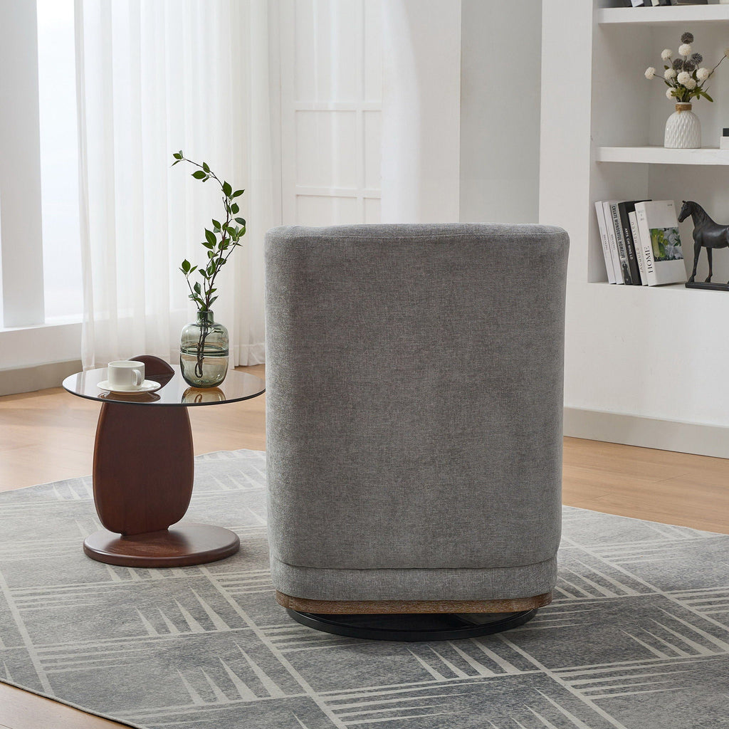 Wide Modern Cushioned Armless Metal Base 360° Swivel Chair With Pillow