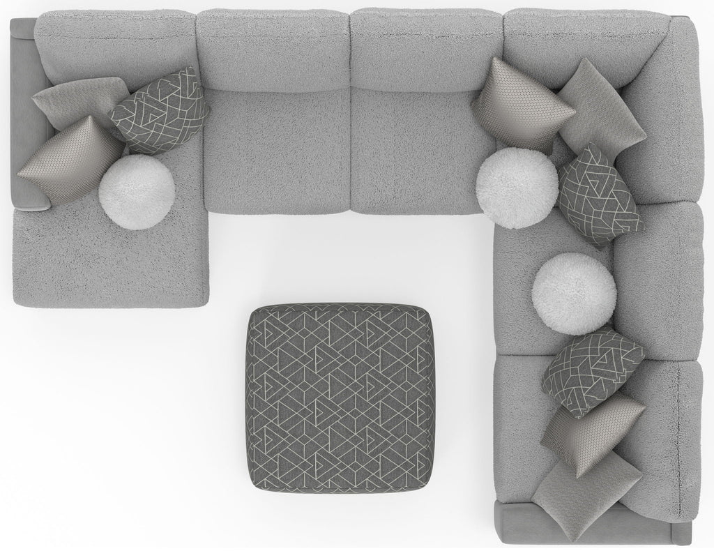 Canyon - 4 Piece Sectional With Cuddler Seat Cushions, Included Accent Pillows And Cocktail Ottoman (Left Side Facing Chaise) - Platinum
