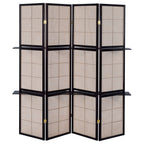 Iggy 4-Panel Room Divider Folding Shoji Screen Cappuccino