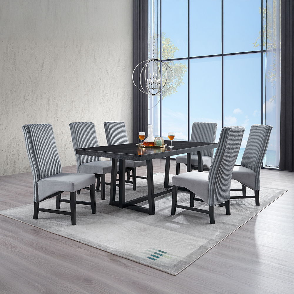Kini - Side Chair (Set of 2) - Gray Corduroy & Black