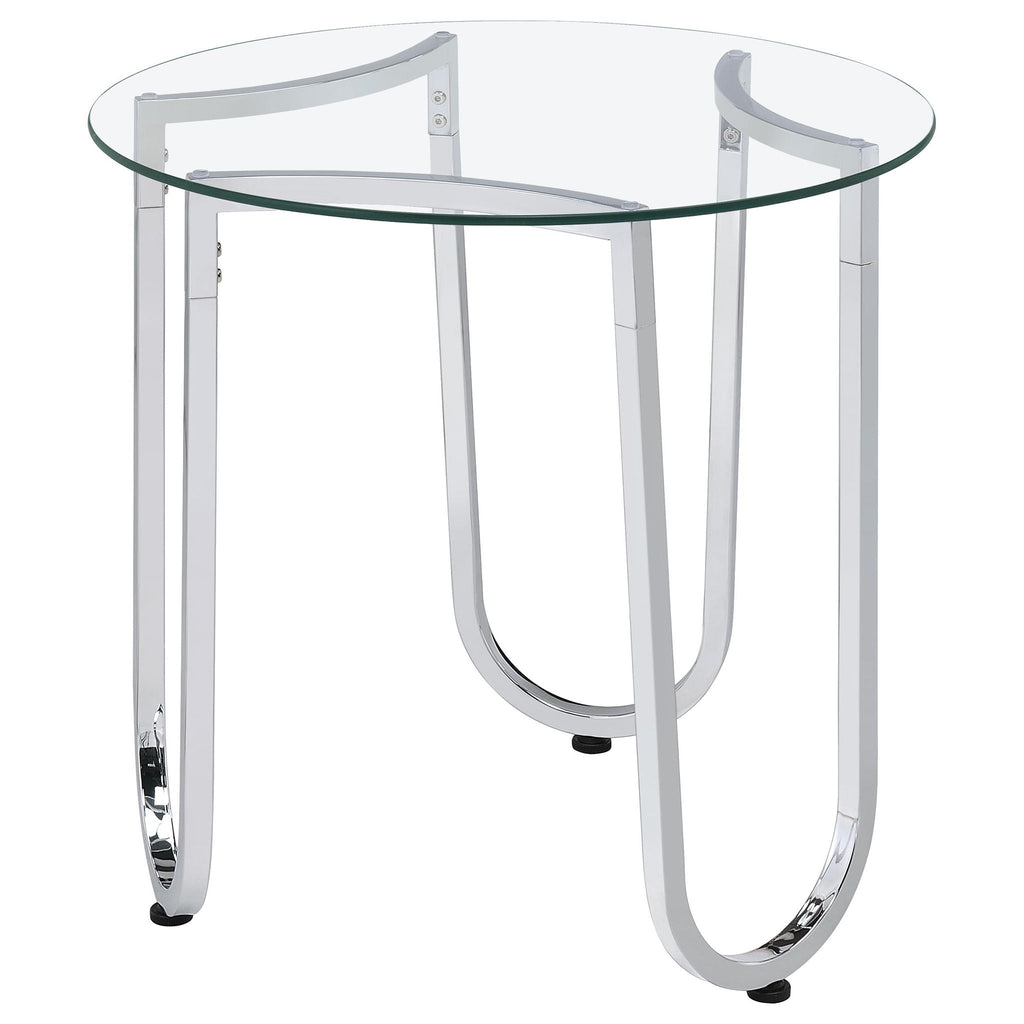Beller 2-piece Round Tempered Glass Top Coffee Table Set Chrome