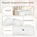 French Style Bathroom Vanity With Sink, Soft-Closing Door, Adjustable Shelf, Rectangular Design