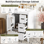 Bathroom Vanity With Sink, Soft-Close Doors, Double-Layer Shelf And 3 Drawers