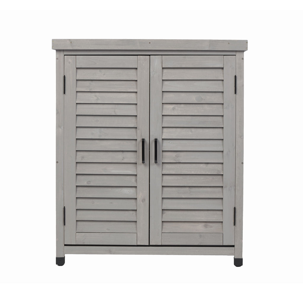 Potting Bench With Storage Cabinet And Metal Table Top For Outdoor