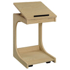Ralston C-Shaped Lift-Top Sofa Side Table With Casters Light Oak