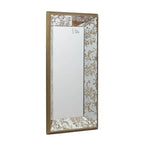 Antique Rectangle Mirror With Floral Accents, Mirrored Display Tray, Hanging Wall Mirror