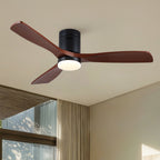 Low Profile Flush Mount Intergrated LED Ceiling Fan With Light And Silent Reversible Motor