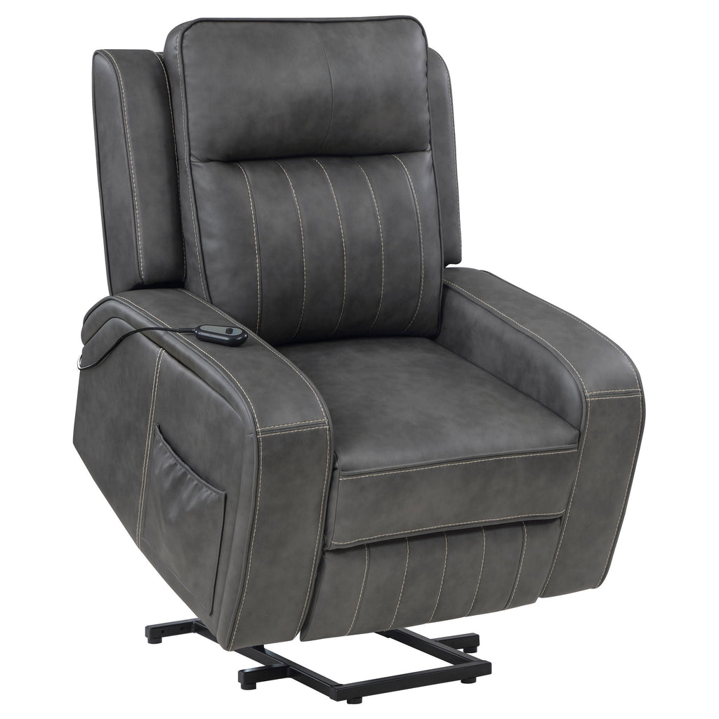 Mckinley - Upholstered Power Lift Recliner Chair With Remote Control - Gray
