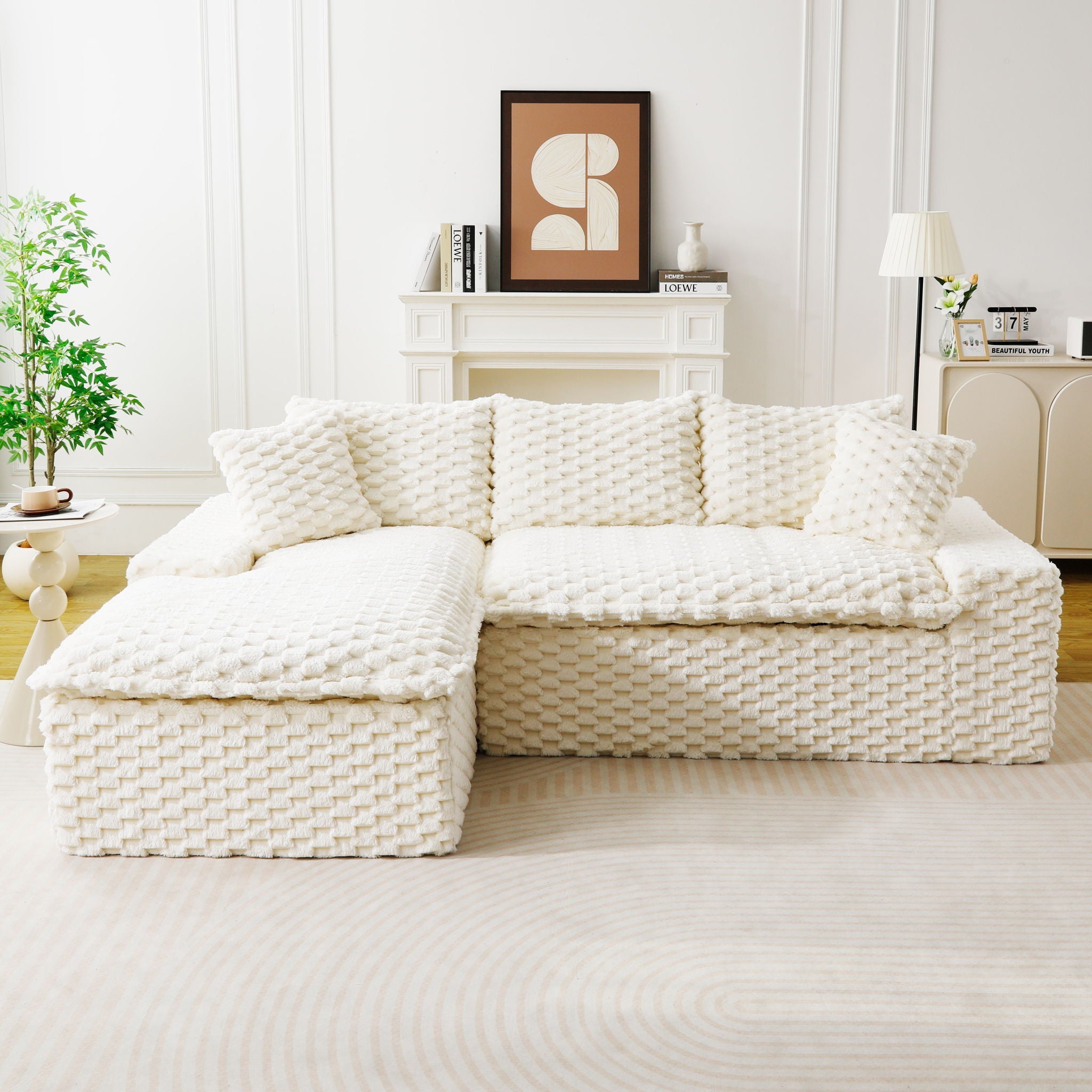 Modular Sofa, Convertible Twin Seat With Chaise Lounge