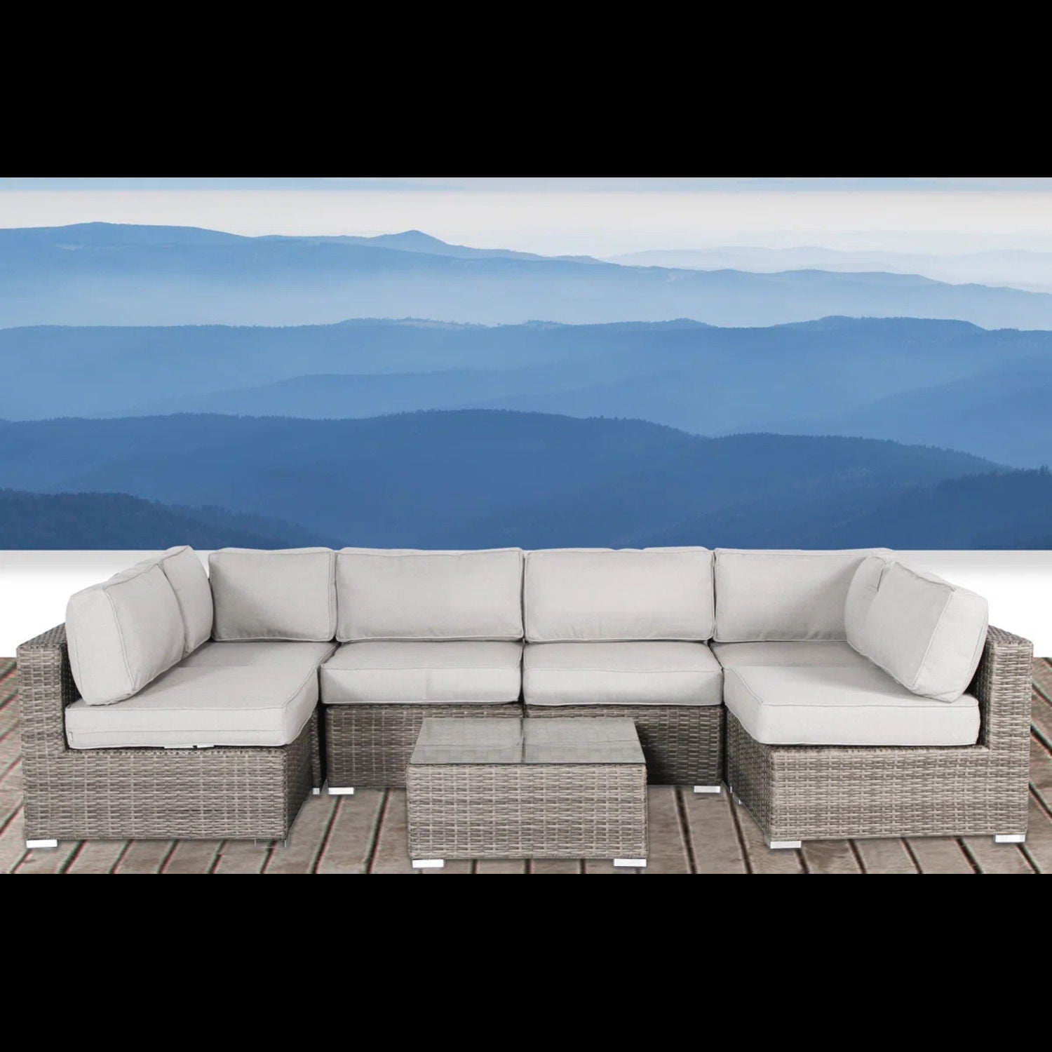 Seating Set With Cushions Handcrafted Wicker Design