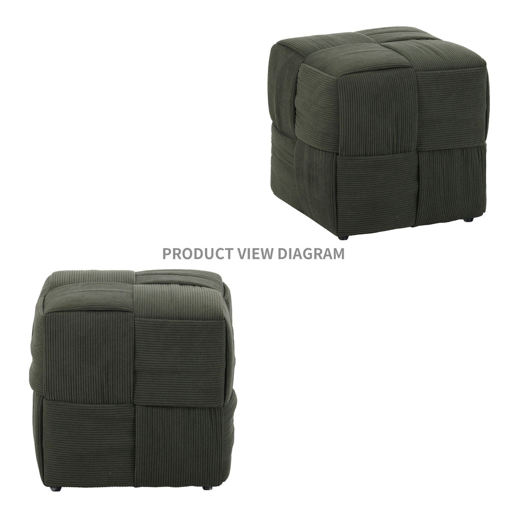 Modern Ottoman Foot Rest With Woven Design