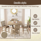 5 Pieces Set Counter Table Set Square Counter Table Solid Wood Modern Farmhouse Rustic Look Distressed Look - Grayish Brown