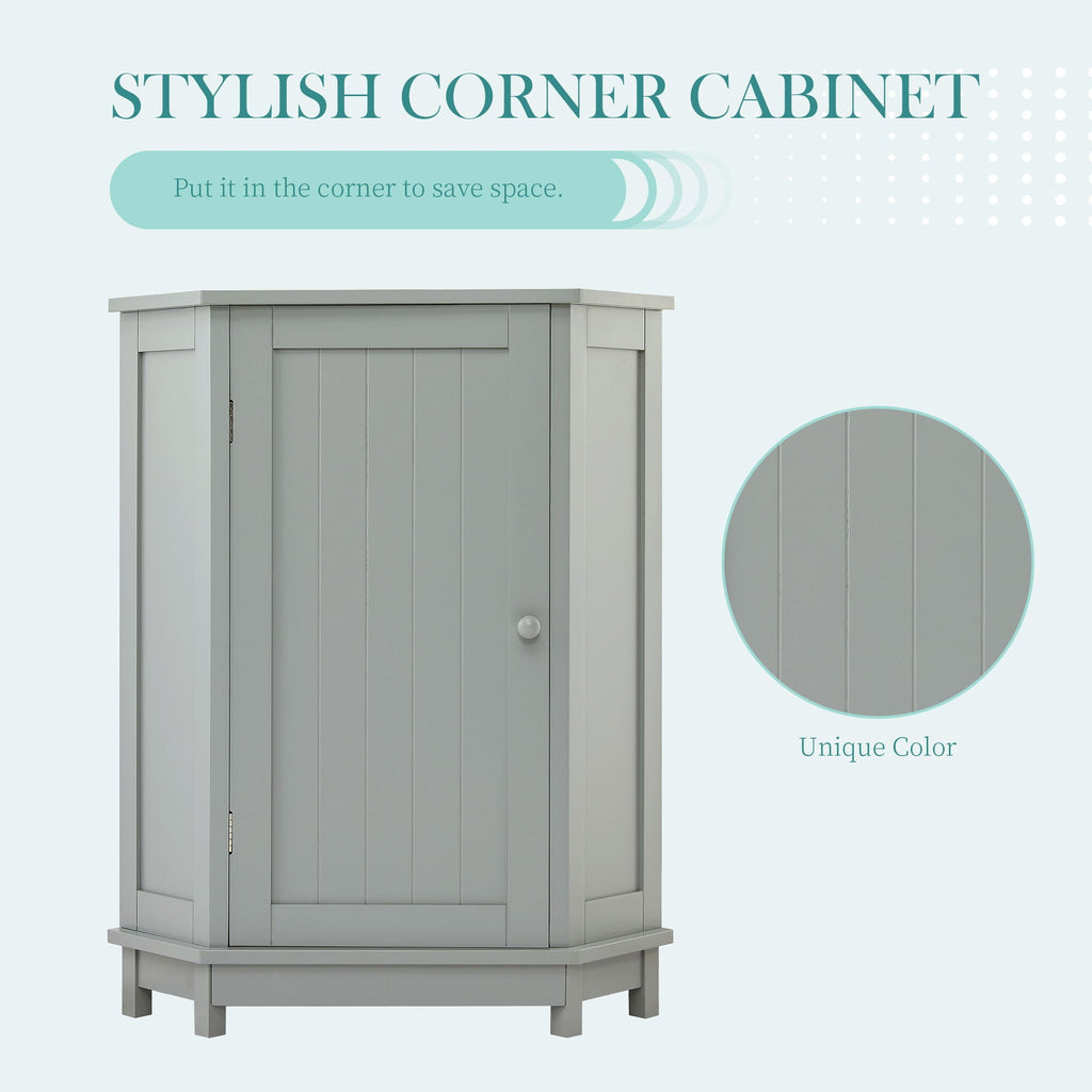Bathroom Cabinet Triangle Corner Storage Cabinet With Adjustable Shelf Modern Style