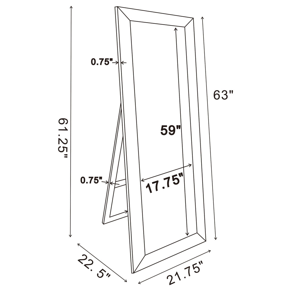 Soline 22 x 61 Inch Framed Standing Floor Mirror Silver