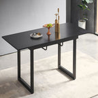 Square Extendable Dining Table With Metal Leg, Modern Space Saving Kitchen Table For Living Room