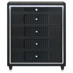 Ravenne 5-drawer Velvet Upholstered LED Chest of Drawers Black