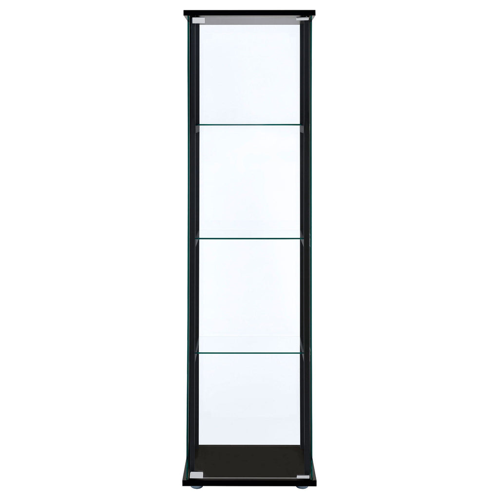 Cyclamen 4-shelf Clear Glass Curio Display Cabinet Black