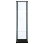 Cyclamen 4-shelf Clear Glass Curio Display Cabinet Black
