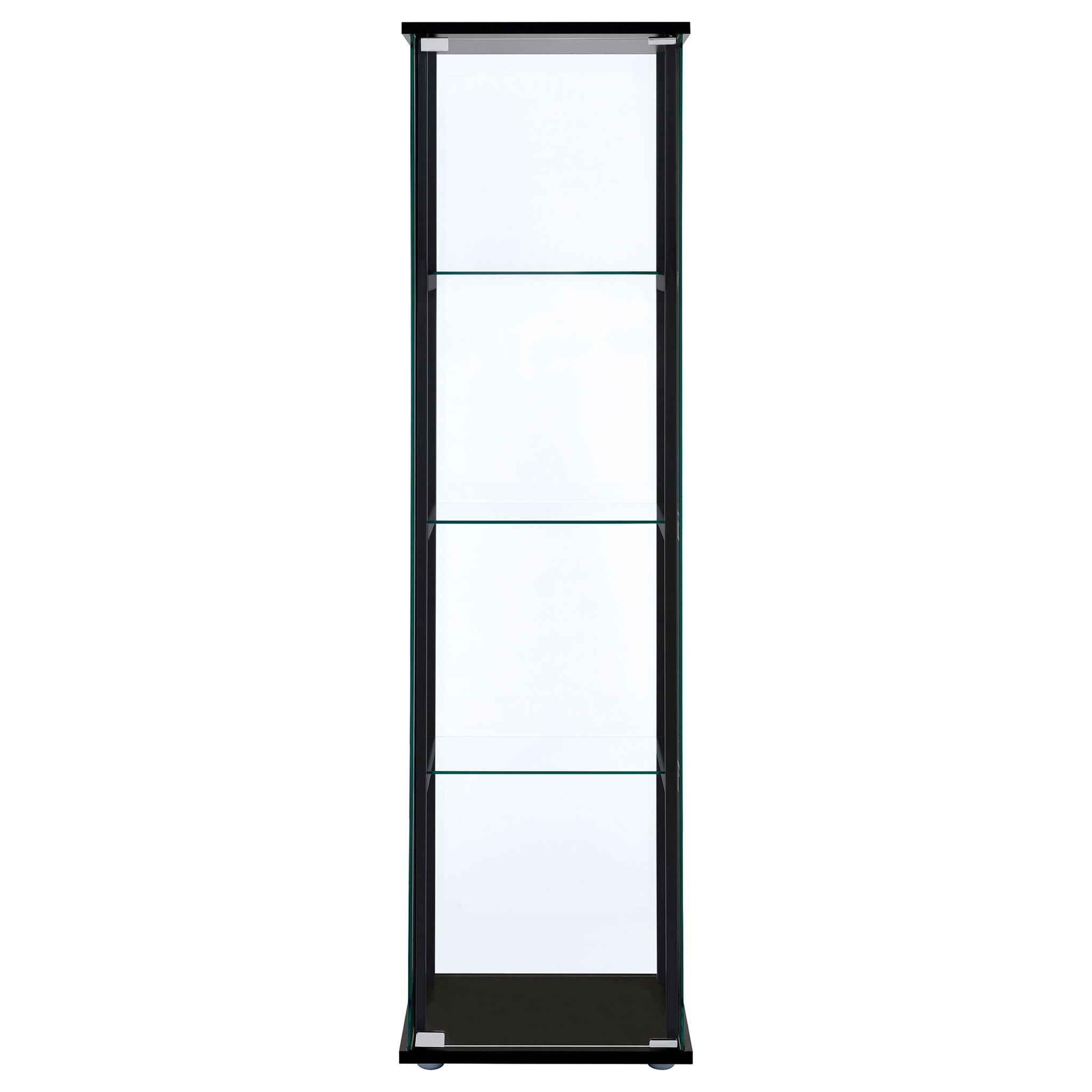 Cyclamen 4-shelf Clear Glass Curio Display Cabinet Black