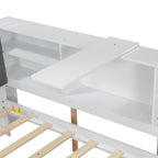 Platform Bed With Trundle, Shelves, And Storage Headboard
