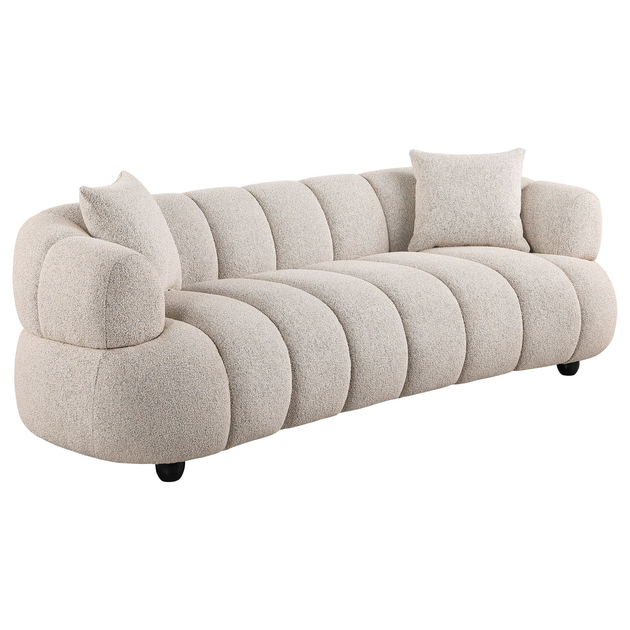 Whitney 2-Piece Contemporary Channel Tufted Woven Fabric Sofa Set Pebble