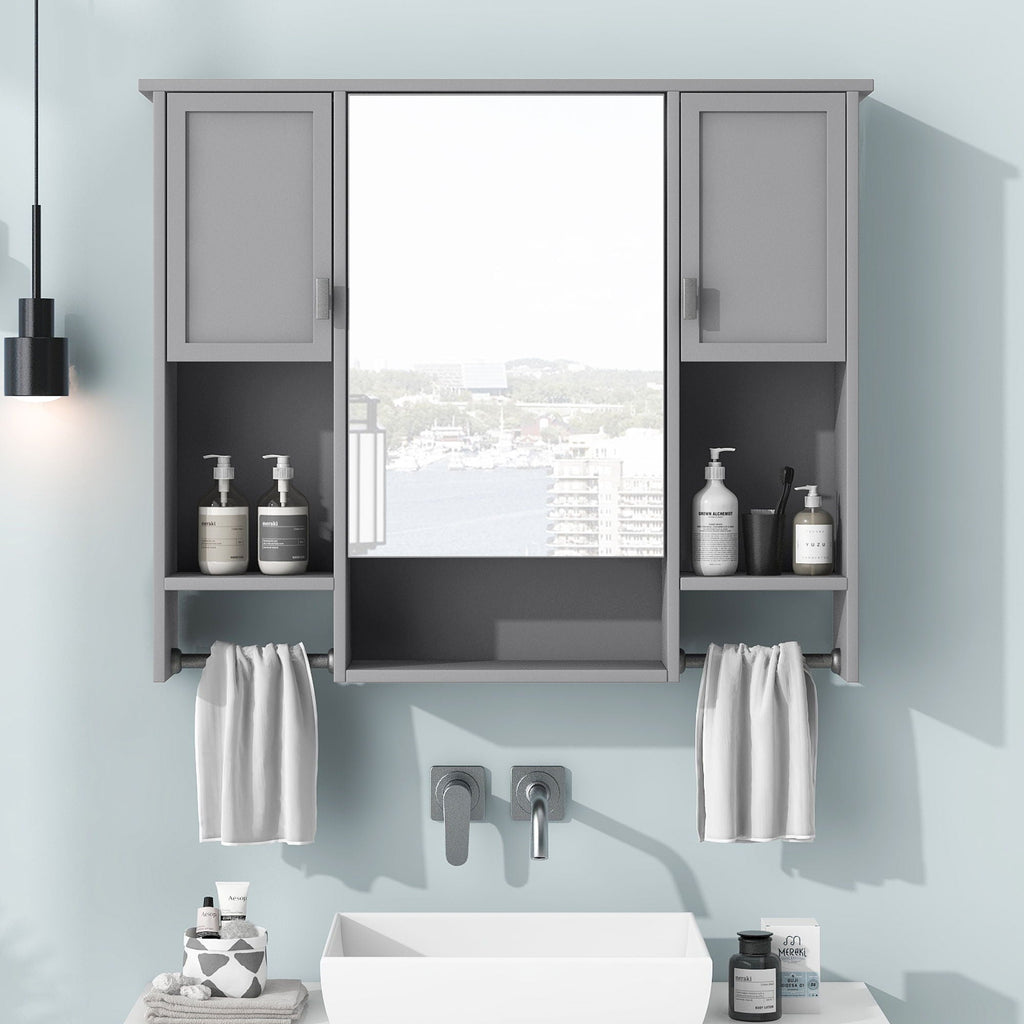 Wall Mounted Bathroom Storage Cabinet With Mirror, Medicine Cabinet With Towel Bar