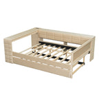 Upholstered Platform Bed With Storage Shelves, Desk, Charging Station And Trundle