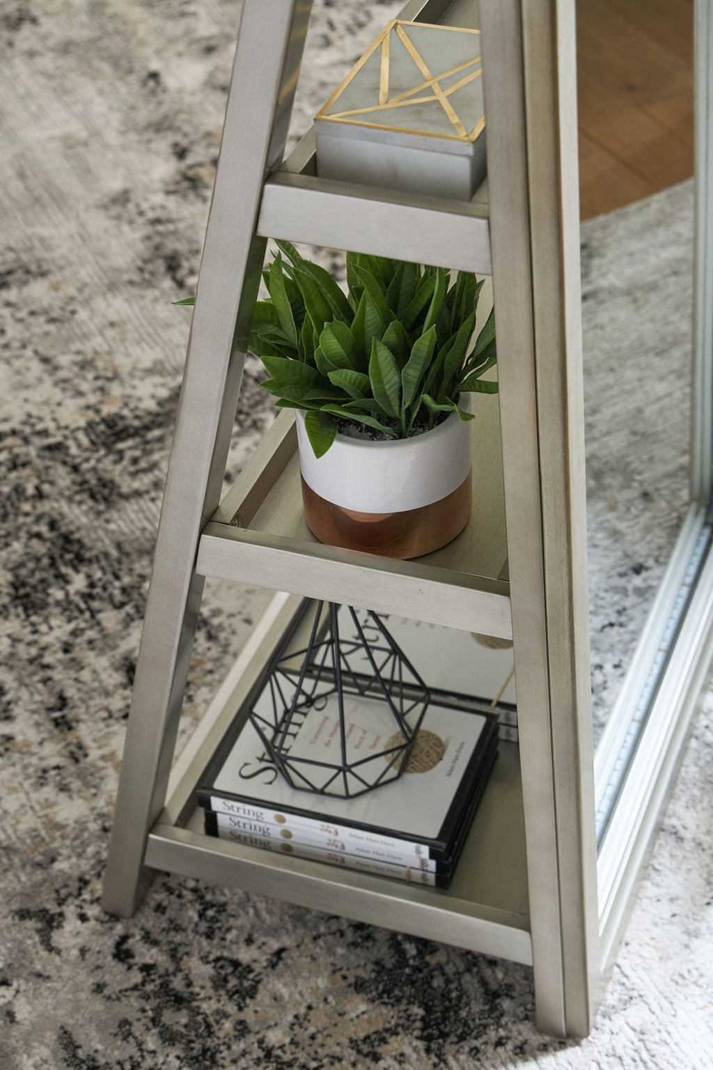 Evesen - Floor Standing Mirror With Storage - Champagne