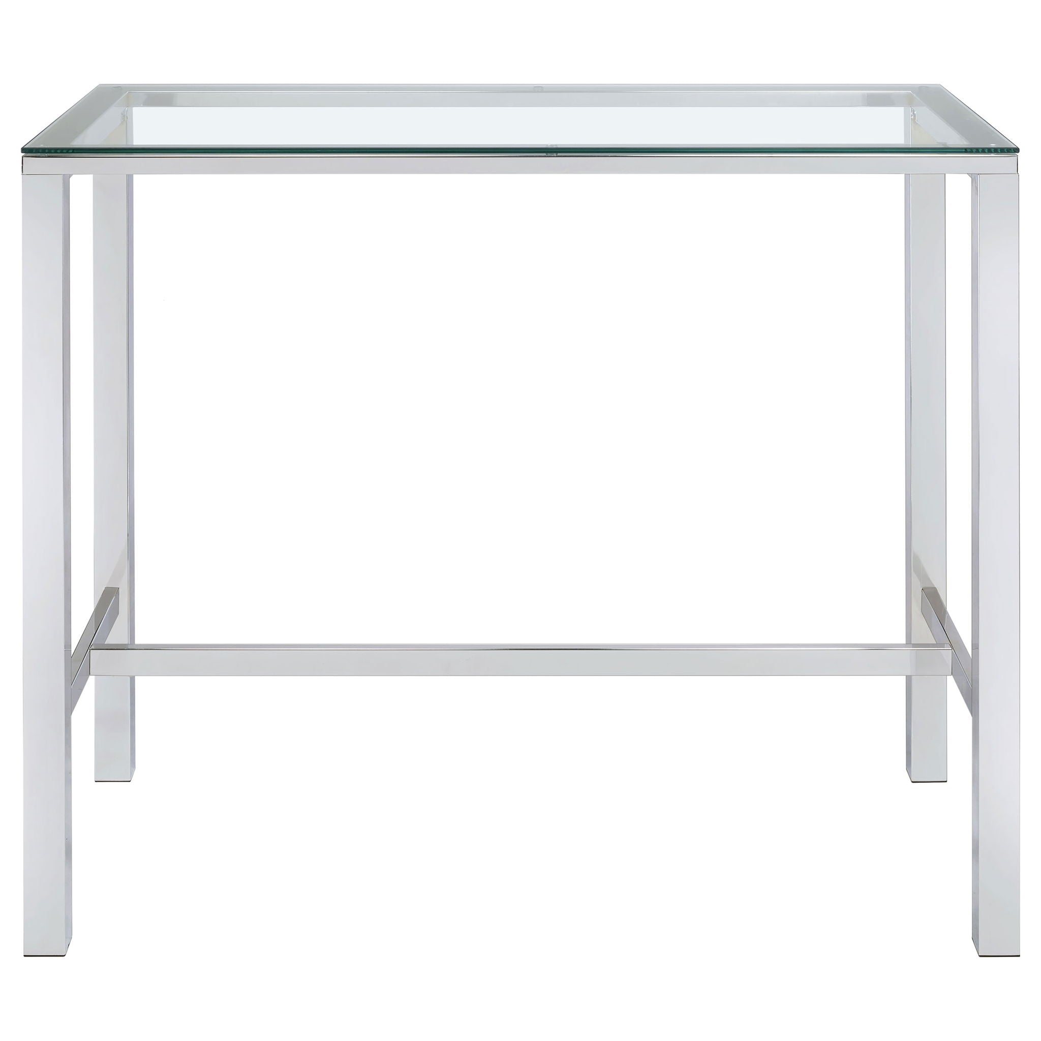 Tolbert Rectangular 47-inch Glass Top Pub Bar Table Chrome
