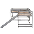 L-Shaped Bunk Bed With Slide And Short Ladder