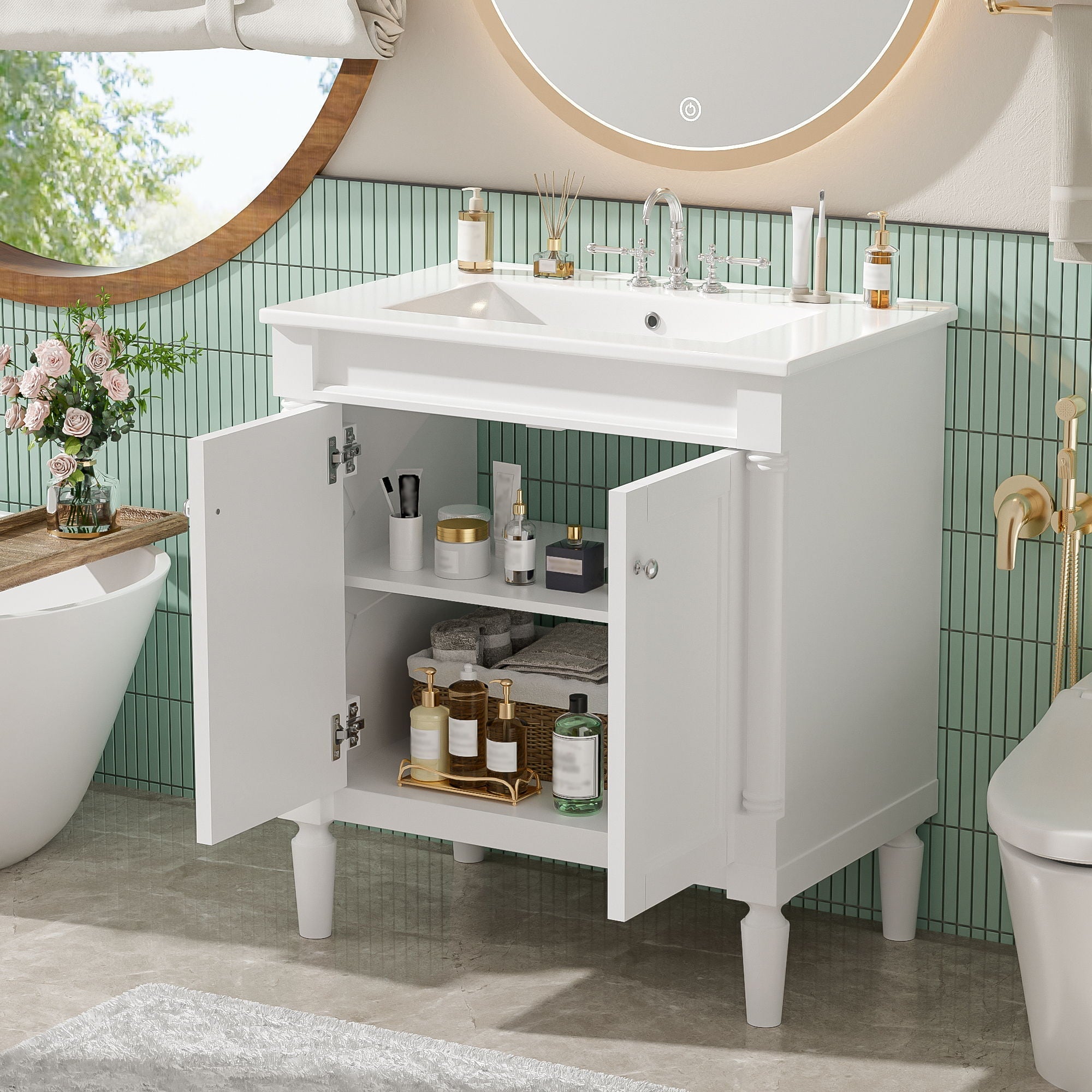Bathroom Vanity Cabinet With Sink, Soft Close Doors, Storage Cabinet