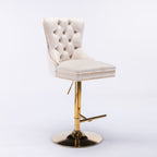 Thick Swivel Barstools Adjusatble Seat Height From 25-33", Modern Upholstered Bar Stools With Backs Comfortable Tufted For Home Pub And Kitchen Island (Set of 2)