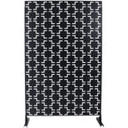 Outdoor / Indoor Privacy Screen Metal Privacy Screen, Freestanding Decorative Privacy Screen For Deck Balcony Patio - Black