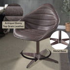 Pipino - Accent Chair With Swivel - Antique Ebony Top Grain Leather