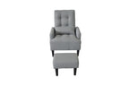 Living Room Sofa Single Chair And Ottoman, Modern Multi-Function Fabric Living Room Sofa Lounge Chair Bed And Stool. Soft Leisure Single Chair Adjustable Into 5 Angles With Sofa Bed