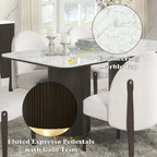 Clayten - Dining Table With Marble Top - White Natural Marble Top & Espresso