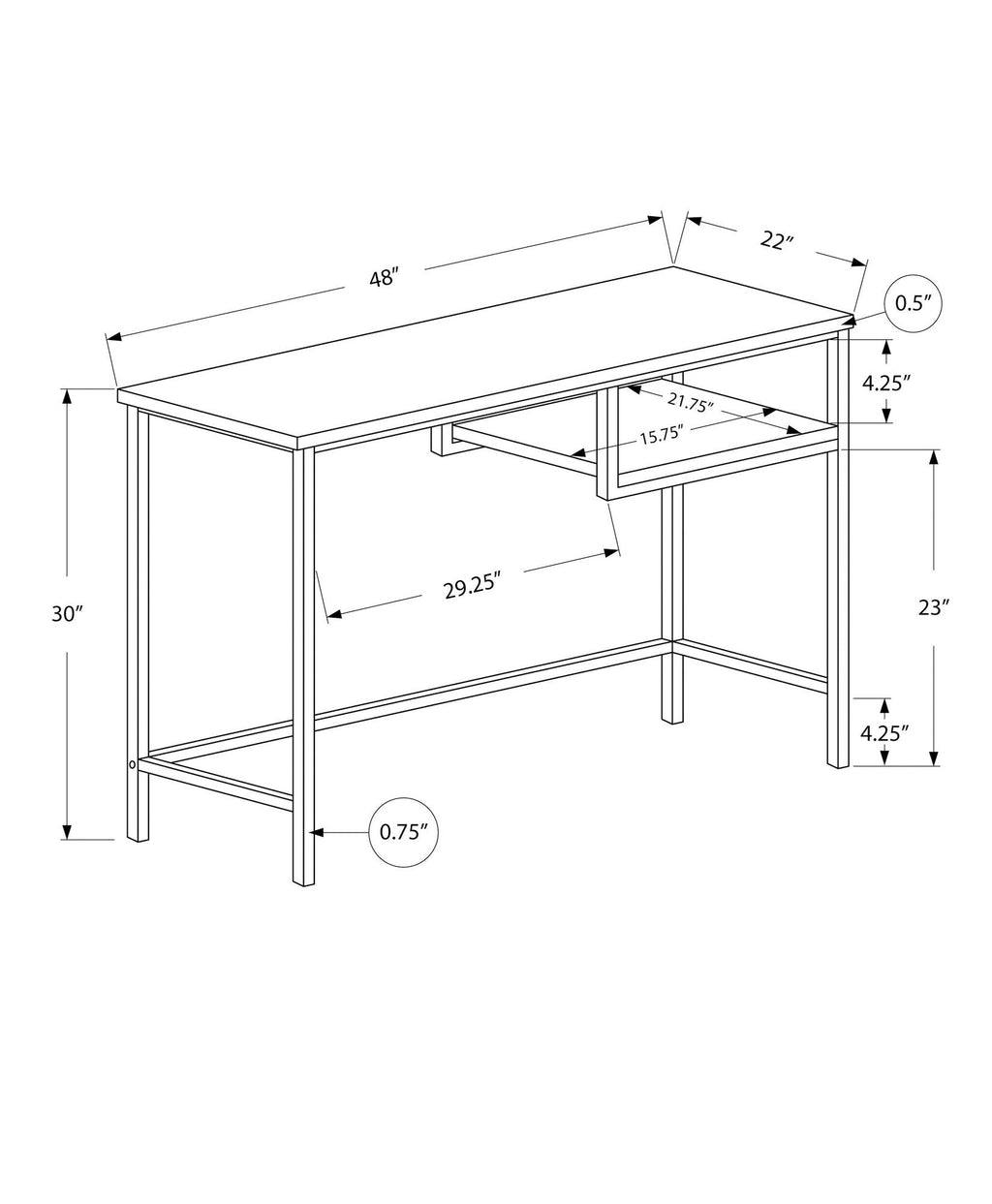 Computer Desk For Home Office, Compact Modern Design, Contemporary & Modern