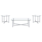 Cronin 3-piece Tempered Glass Top Coffee Table Set Chrome