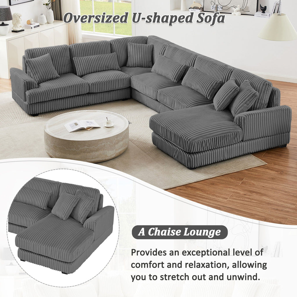 Oversized Sectional Sofa U - Shaped Sofa Couch Modern Sofa Upholstered In Soft With A Chaise Lounge For Living Room