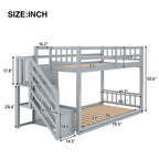 Norset - Twin Over Twin Floor Bunk Bed, Ladder With Storage